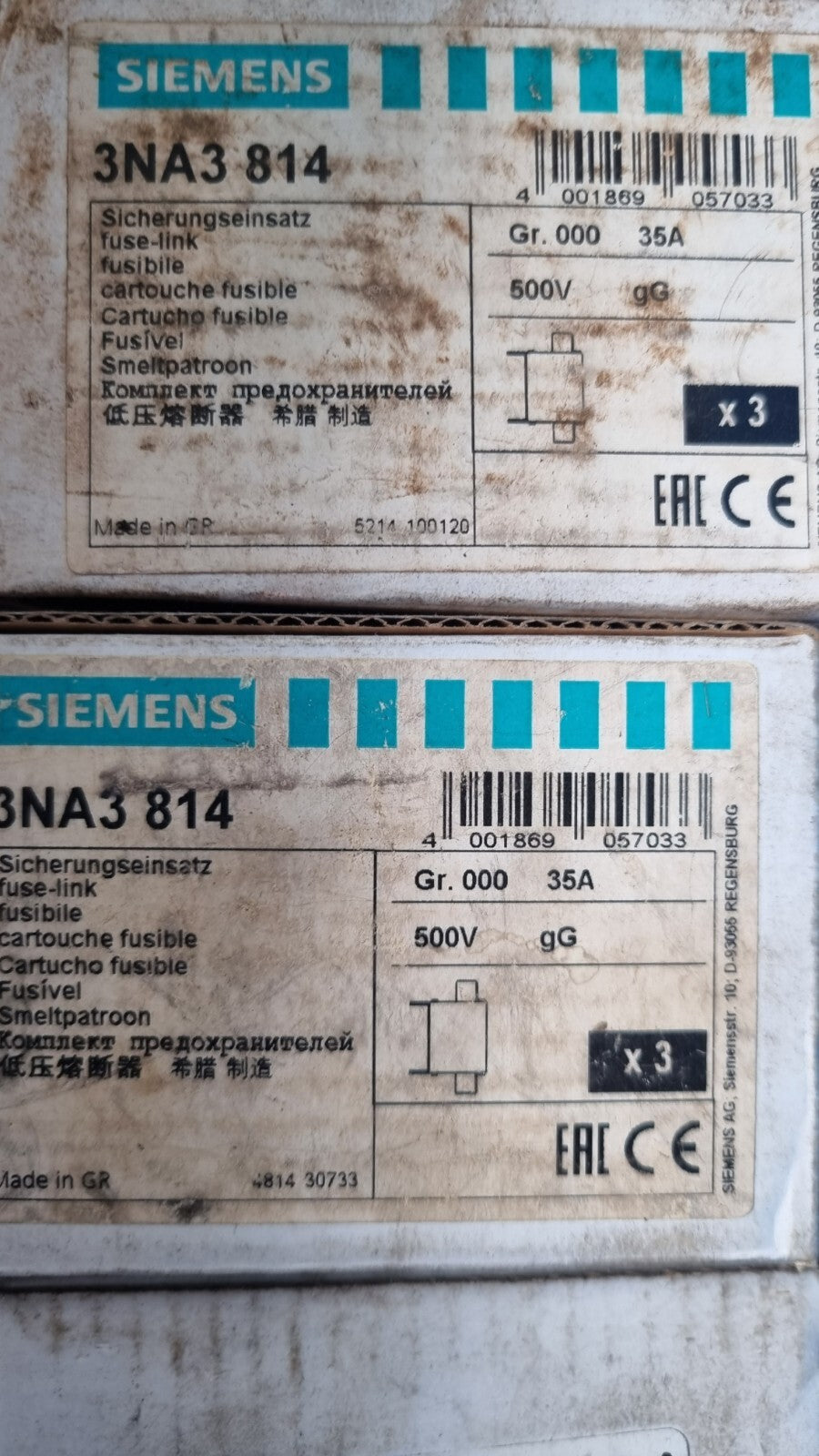 SIEMENS 35A NH Sicherungseinsatz 3NA3814 OVP