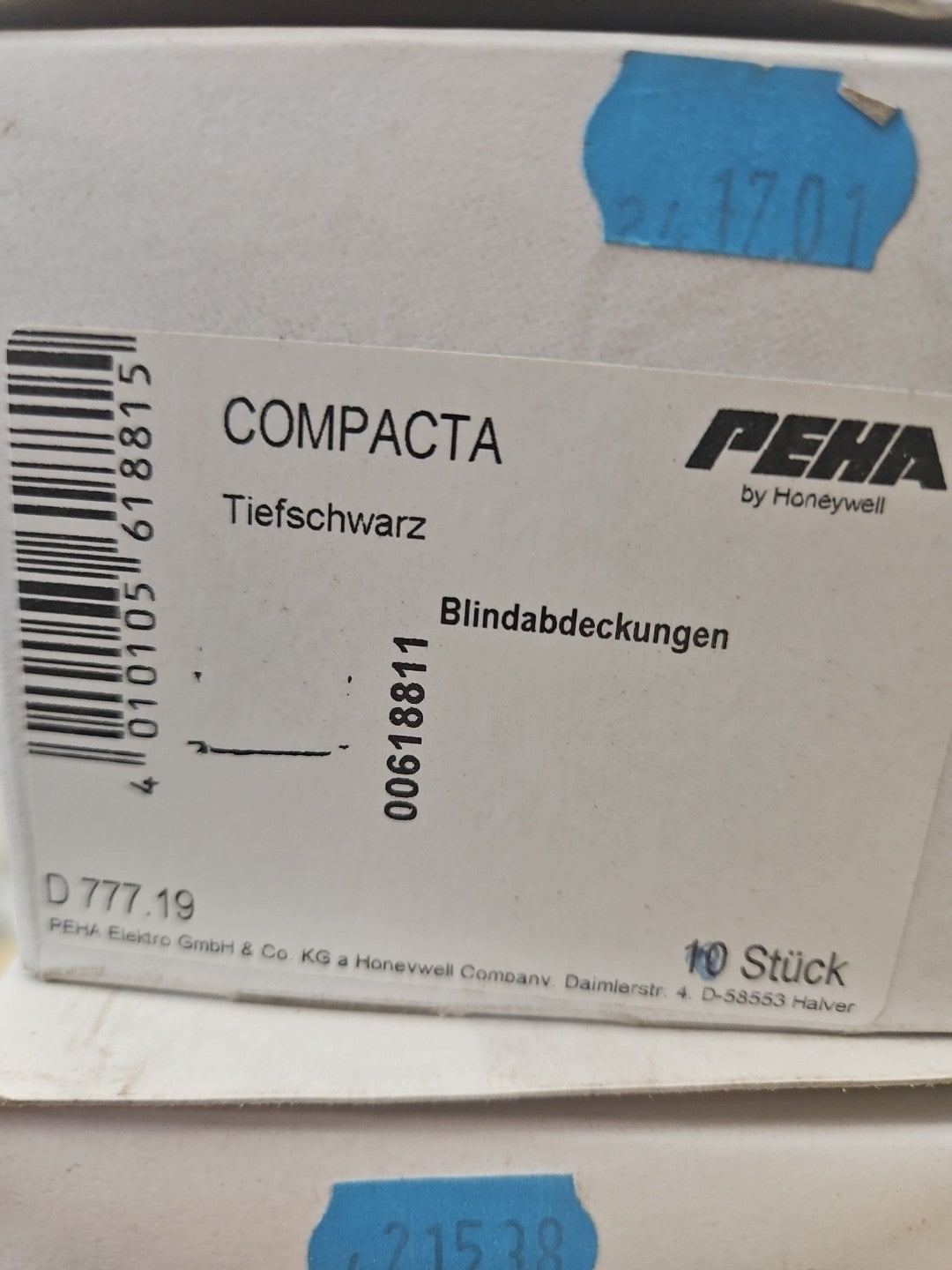 10 x Peha Blindabdeckung  D 777.19 EMS IP20 Tiefschwarz 00618811 Neu/Ovp
