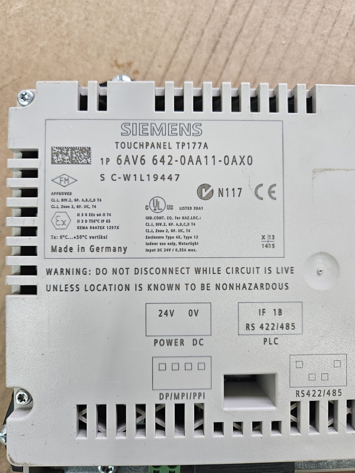 SIEMENSSIMATIC TOUCHPANEL TP177A6AV6 642-0AA11-0AXO, 6AV66420AA110AX0