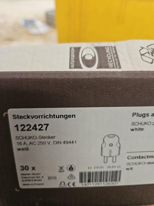 30 x Schuko Stecker bruchgeschützt weiss Merten 122427 - NEU/Ovp Unbenutzt