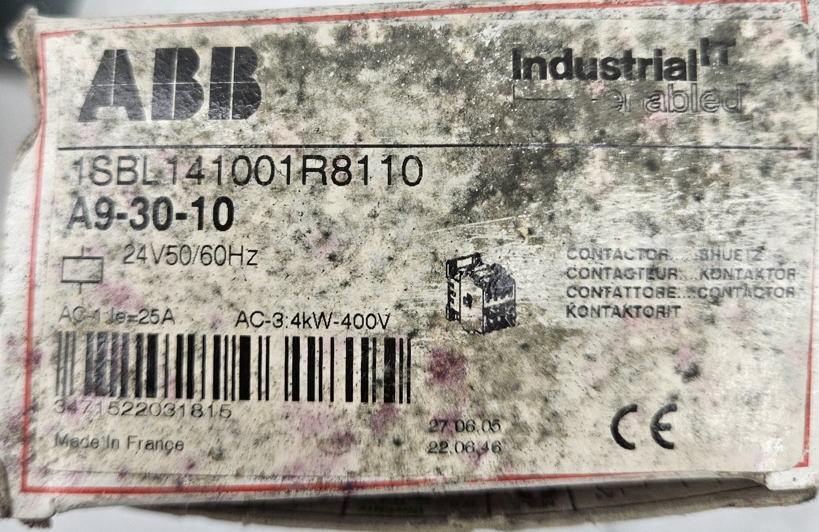 NEW  ABB A9-30-10 Contactor 24V50/60Hz 1SBL141001R8110, New Old Stock Unused
