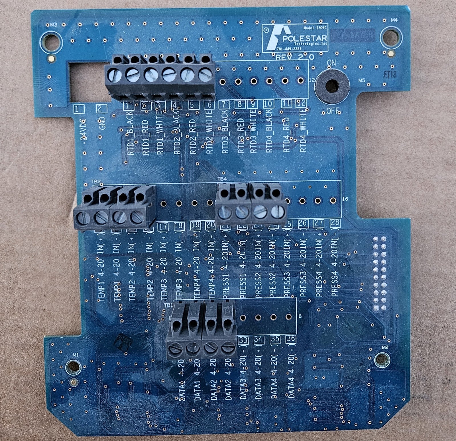 Polestar Technologies PCB IO Board | Model 1/04C Rev 2.0 | Assy 50-90362-00 