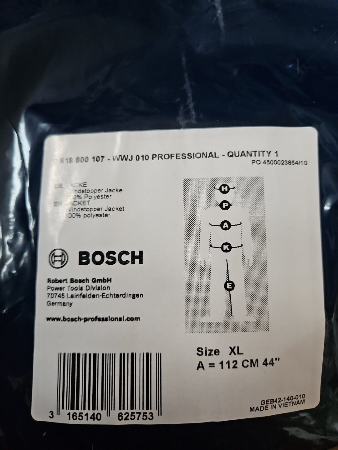 Bosch PROFESSIONAL Giacca Wind Wwj010 Blu Navy Taglia M 3165140625753 Gr.XL,neu!