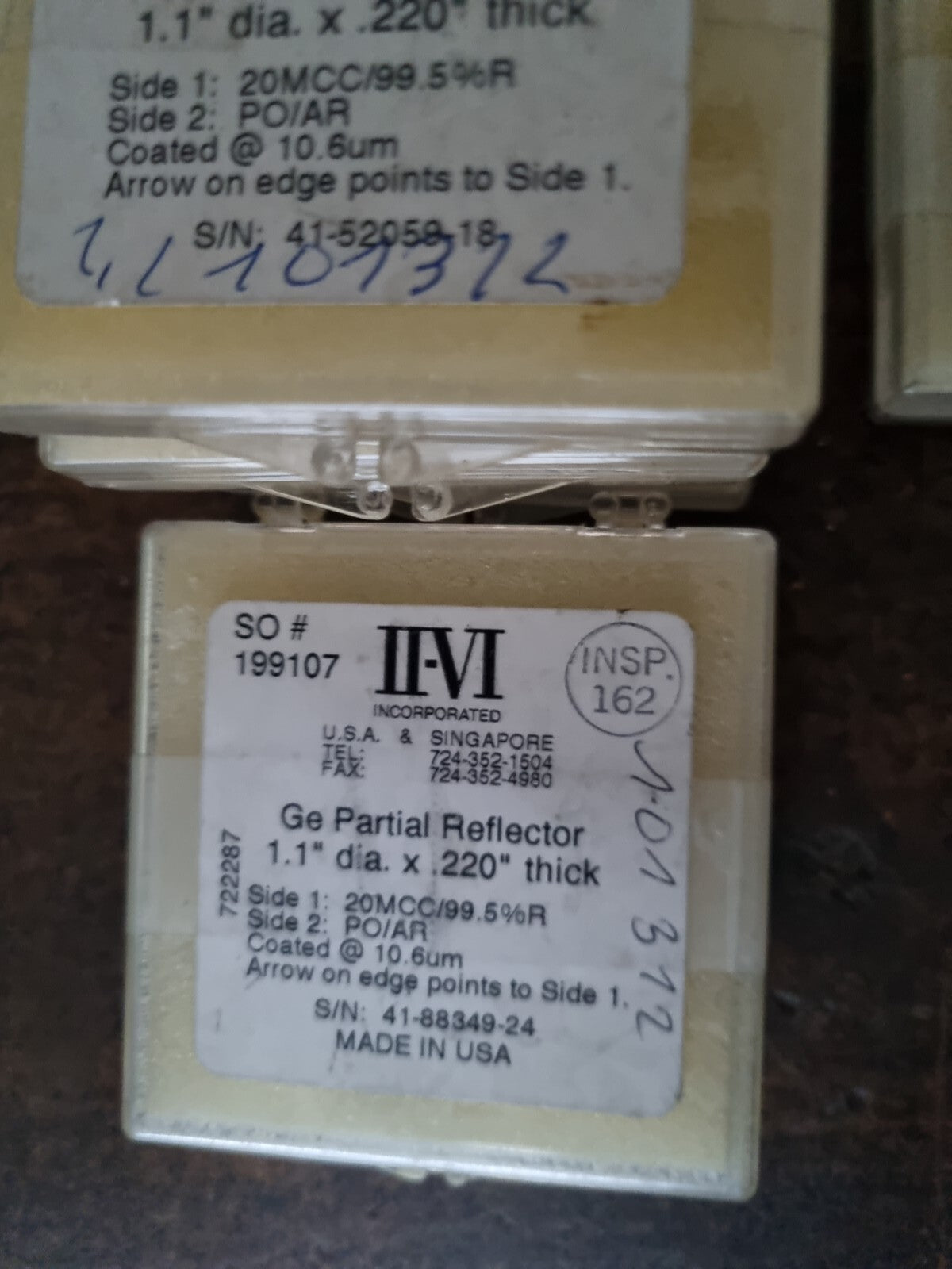 II-VI Infrared GE Laser Partial Reflector 1.1" Dia x 0.220" Thick 20MCC/99.5%