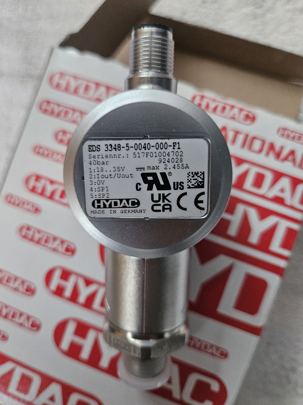 Hydac EDS 3348-5-0040-000-F1 DRUCKSENSOR 924028 Pressure Sensor New In Box Neu