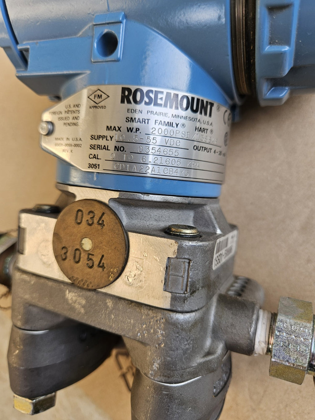 Rosemount 3051-CD1A22A1CB4M5 Drucktransmitter 2000PSI/138 bar,10,5-55VDC New Neu