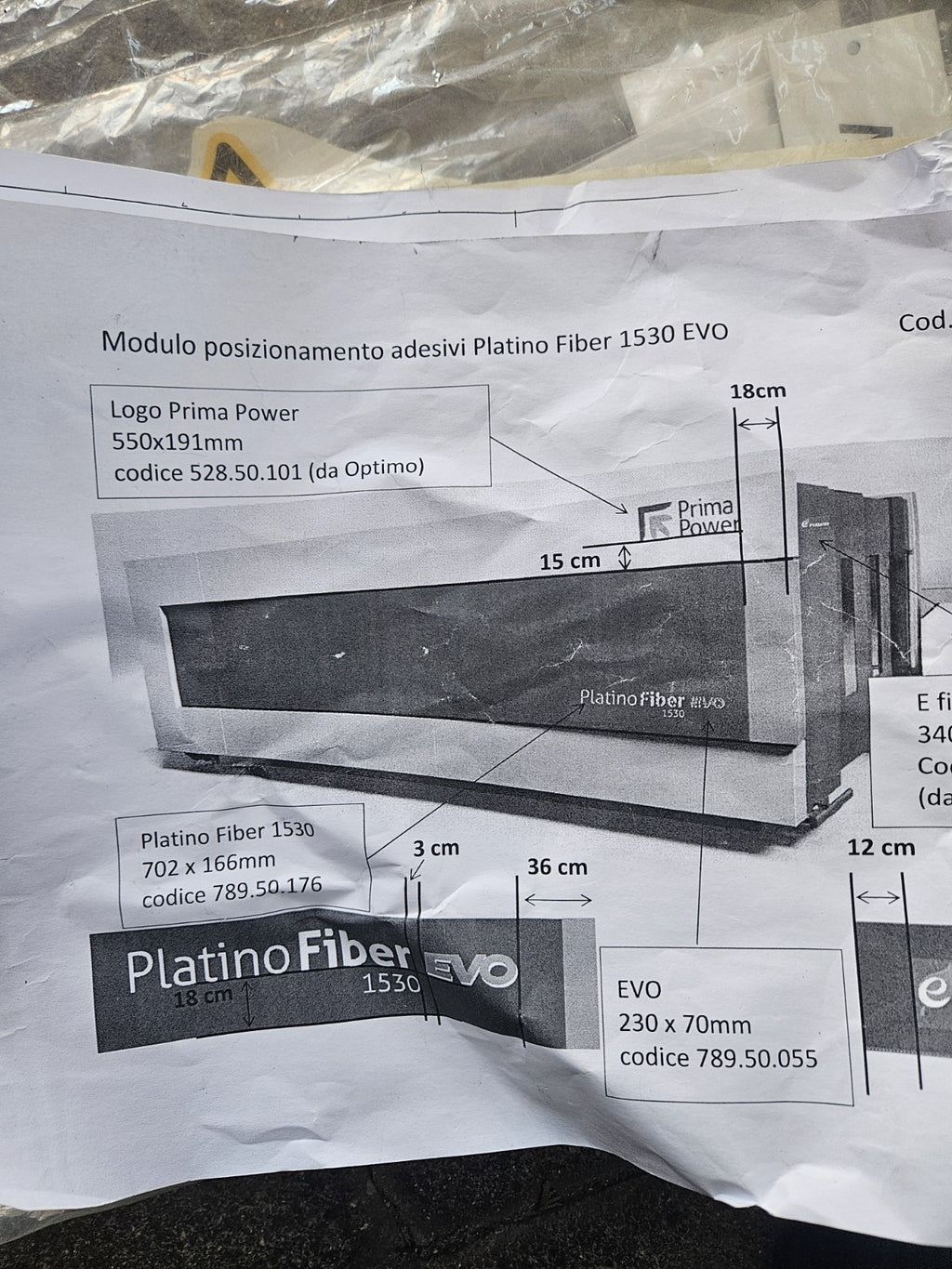 PRIMA POWER, Laser PLATINO Fiber 1530 EVO, Warning, Sticker, Plate Set New NEU