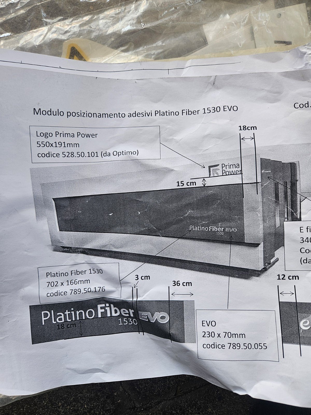 PRIMA POWER, Laser PLATINO Fiber 1530 EVO, Warning, Sticker, Plate Set New NEU