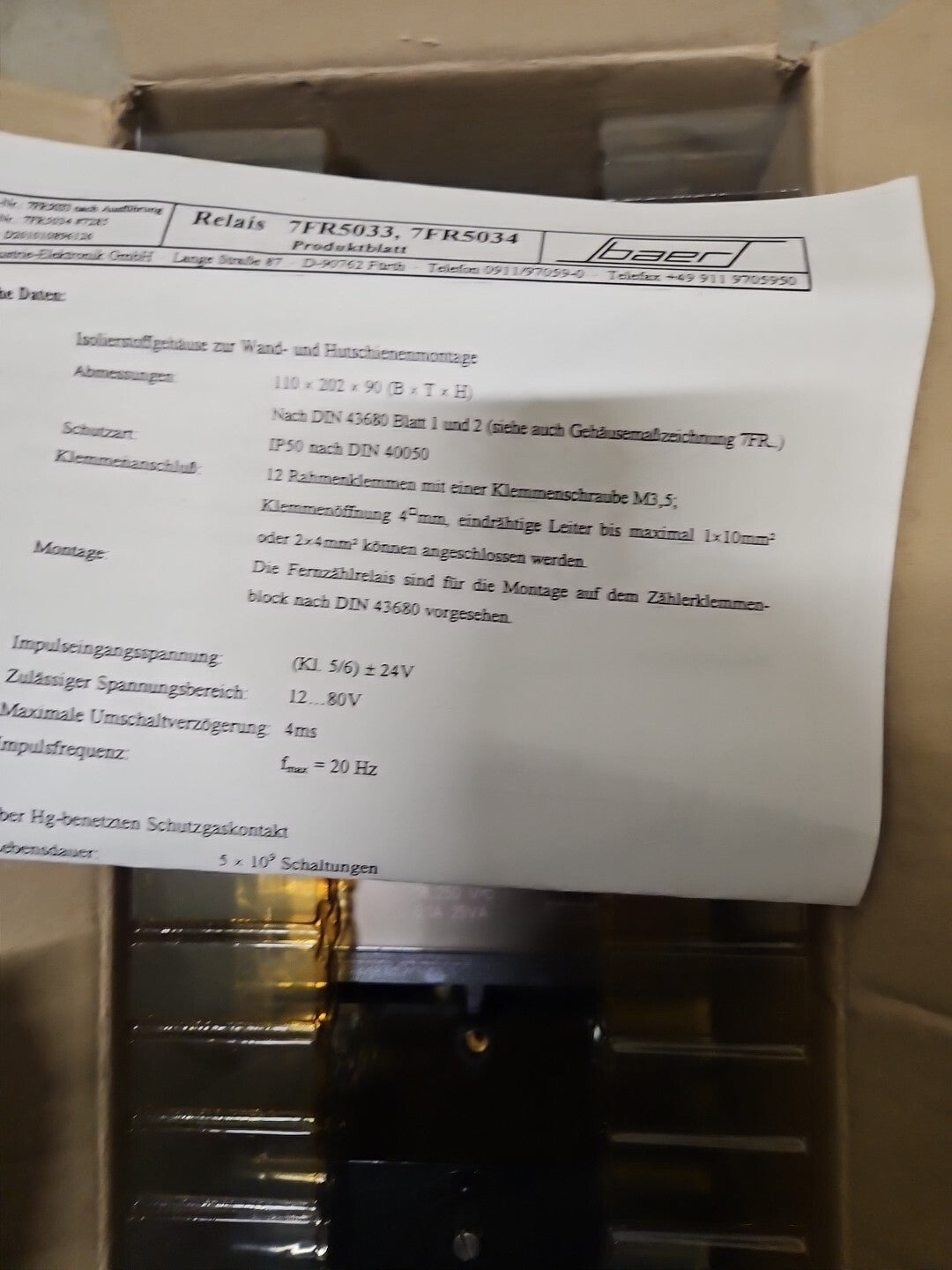 Siemens Relais Fernzählrelais 7FR50 34-2, 9680191 NEU/OVP, New In Box, NOS