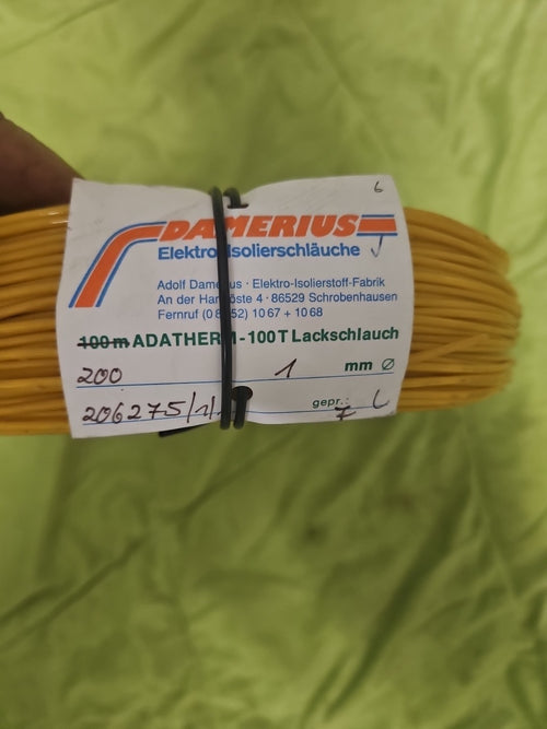 200m Adatherm LACKSCHLAUCH ø1mmx0,5 gelb (Gewebeschlauch), Neu Ovp New Unbenutzt