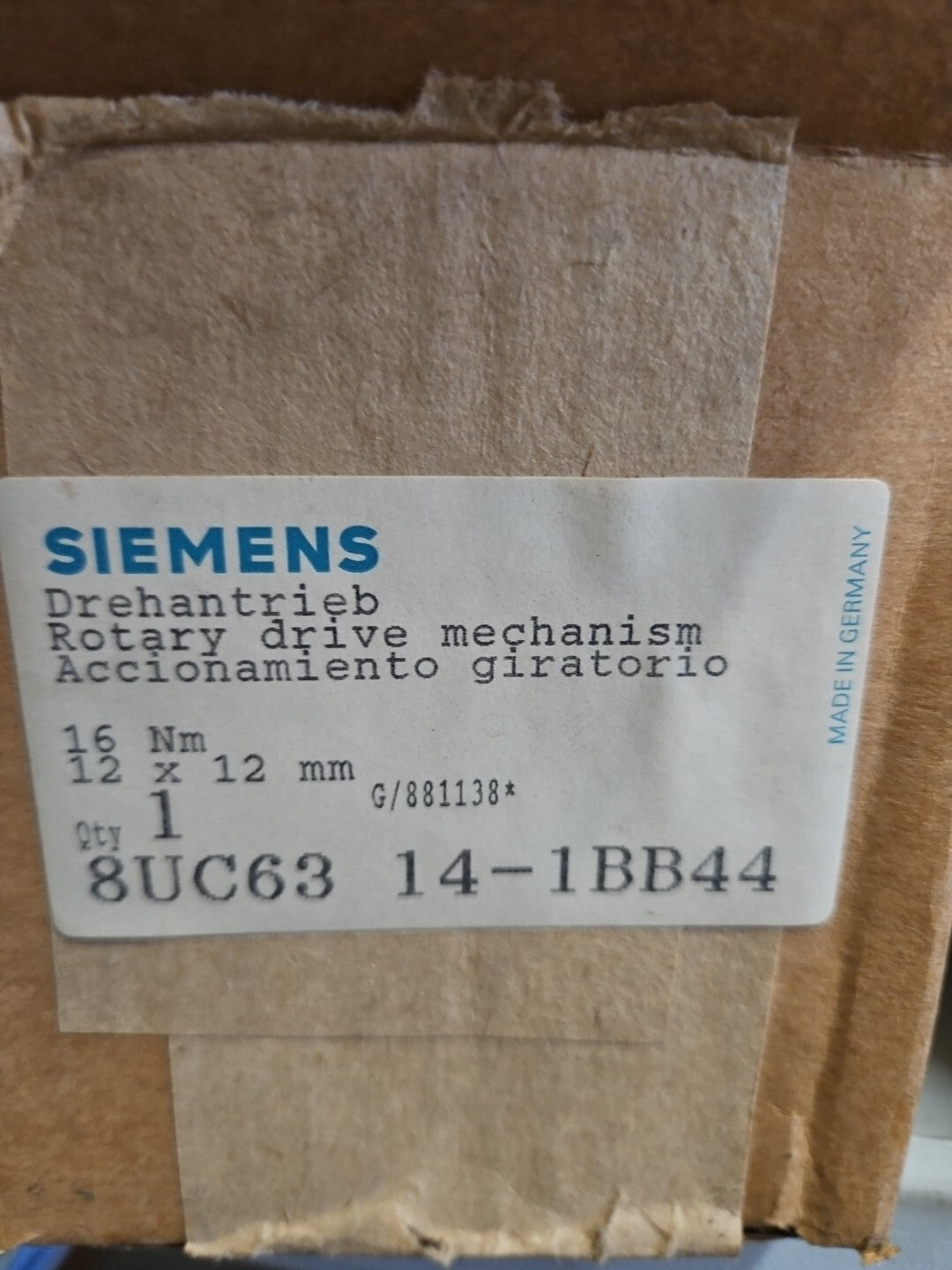 Siemens 8UC63 14-3BB30 Drehantrieb Lasttrennschalter, Sichtblende Türantrieb NEU