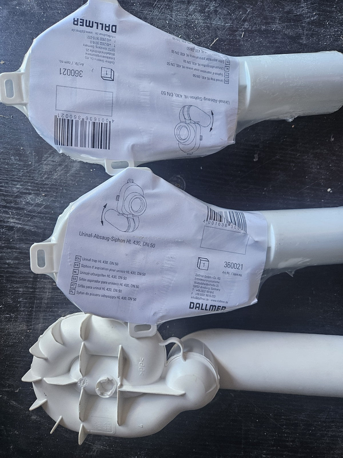 1 x DALLMER Urinal-Absaugsiphon HL 430 360021 DN 50, Abgang Neu New Unused