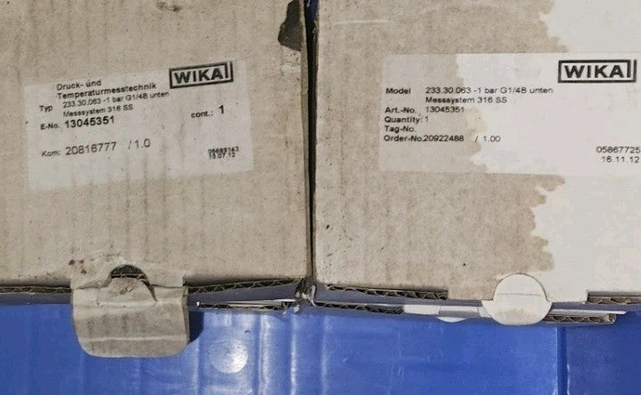 Wika 233.30.063, 13045361 Manometer, -1bar, G1/4B unten Neu/ovp, New Unused
