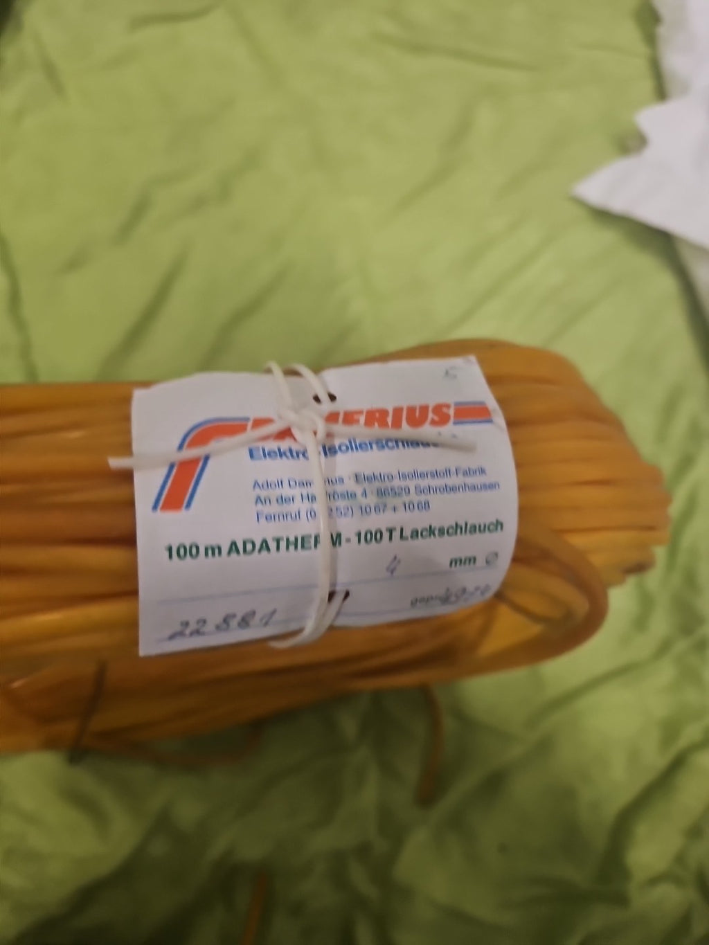 100m Adatherm LACKSCHLAUCH ø4mmx0,5 gelb (Gewebeschlauch), Neu Ovp New Umbenutzt
