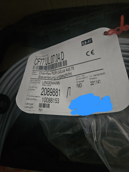 50m IGUS Kabel chainflex CF77.UL.07.04.D (4x0,75) Steuerleitung, Neu/ovp New
