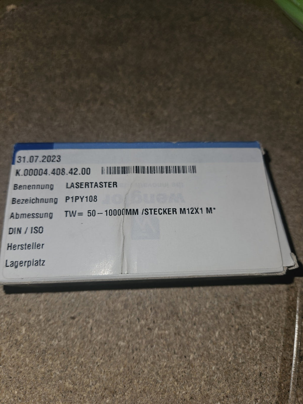 NEW WENGLOR  P1PY108, Laser Distance Sensor, 1823R/B/1305583, New In Box, Neu