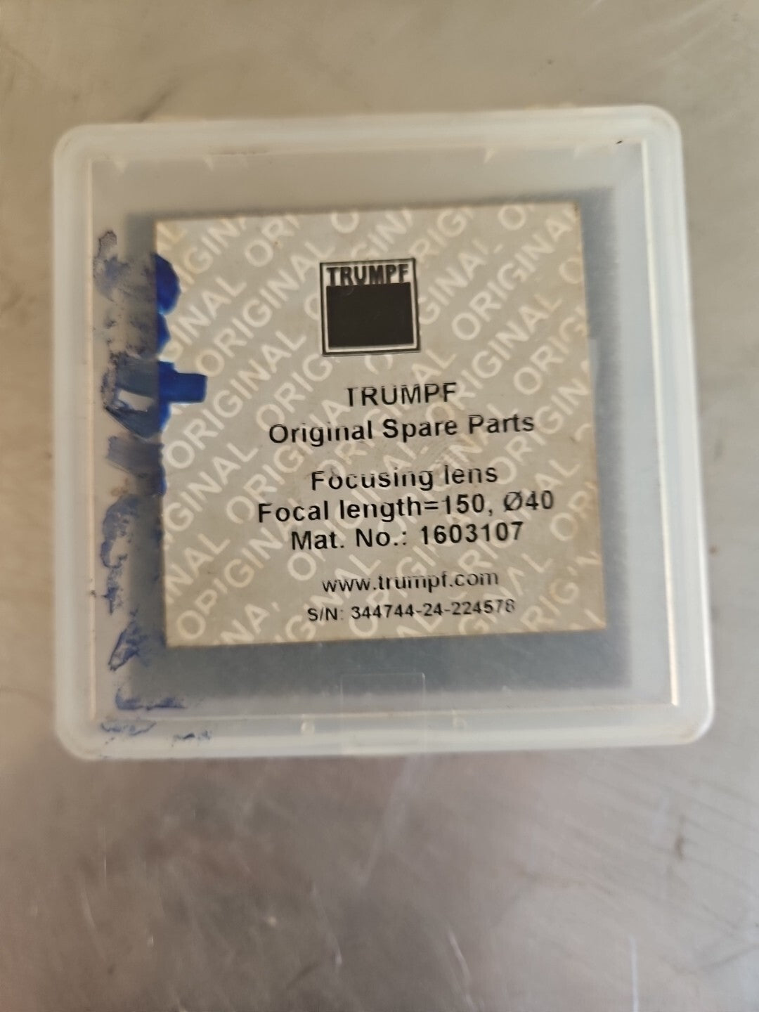 Org.Trumpf 1603107 Focus Lens Fokus Linse D=40mm, Focal Length=150mm Used