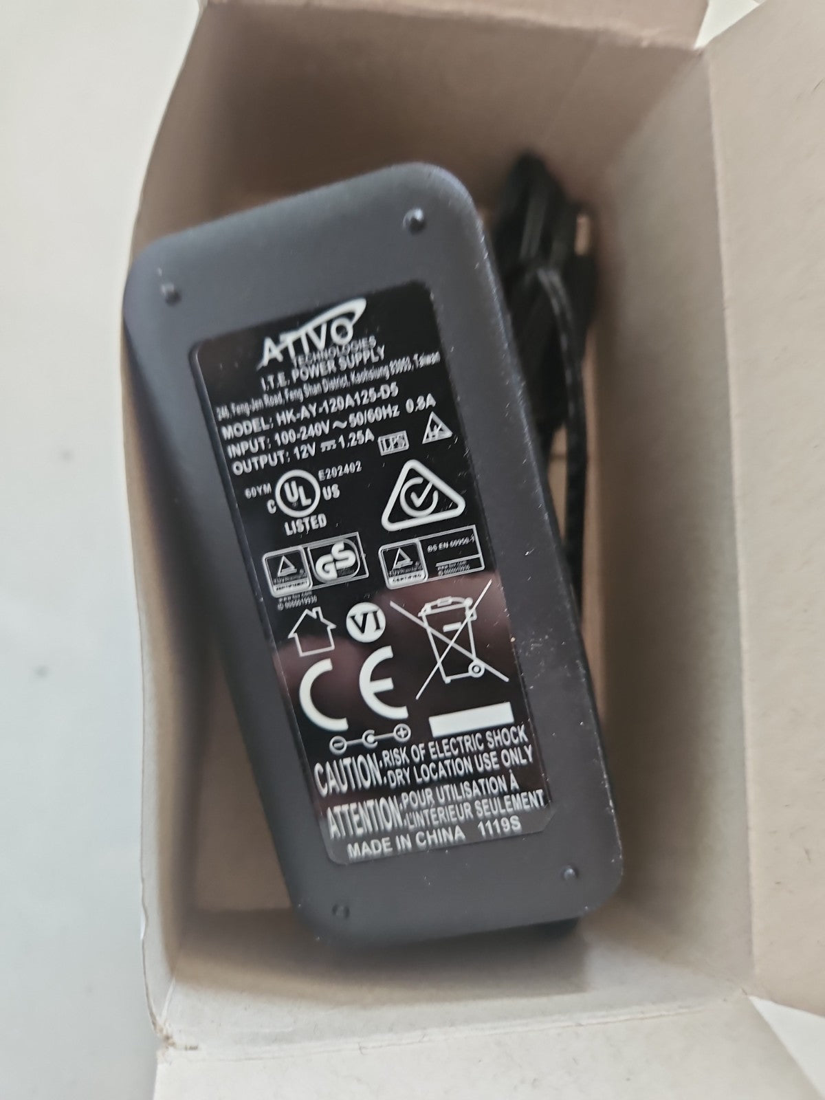 Ativo Technologies Netzteil HK-AY-120A125-D5 | 12V 1.25A | I.T.E. Power Supply 