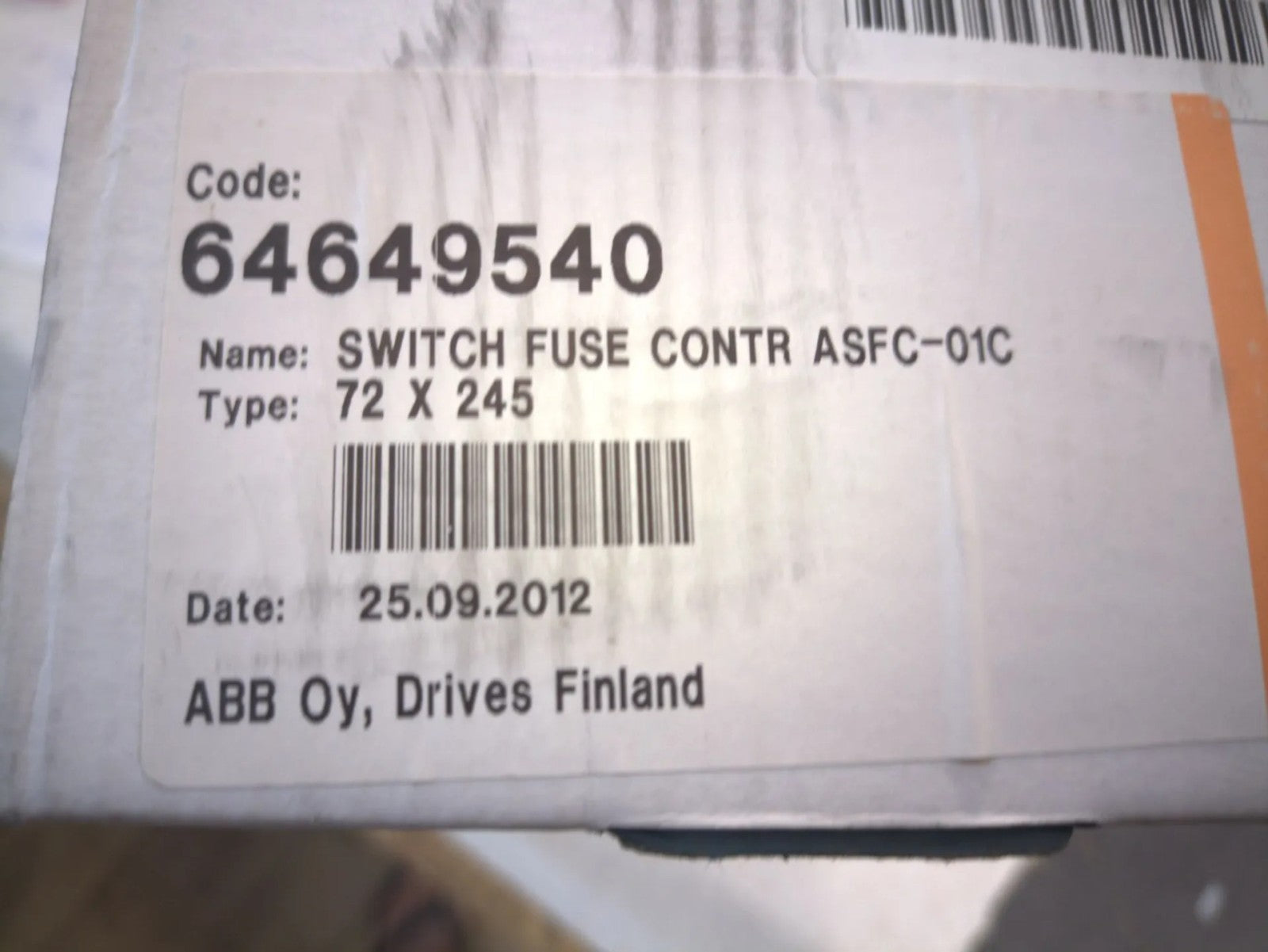 1 x ABB ASFC-01C Rev. D 64649540 SWITCH FUSE CONTROLLER neu/ovp, Sealed!!!