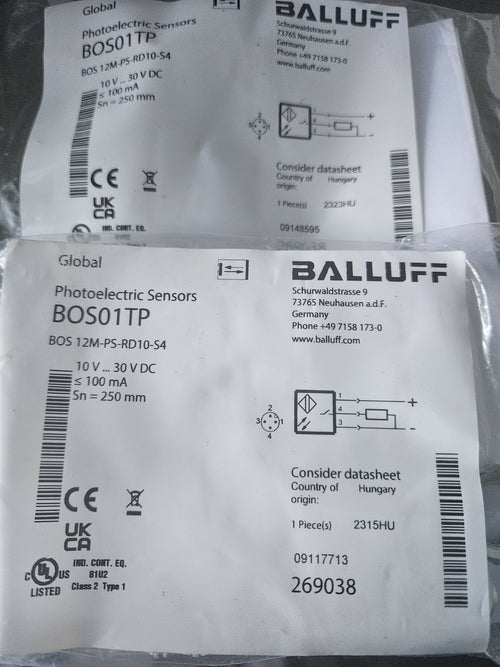1 x BALLUFF BOS01TP,  BOS 12M-PS-RD10-S4 New NEU/OVP Sealed