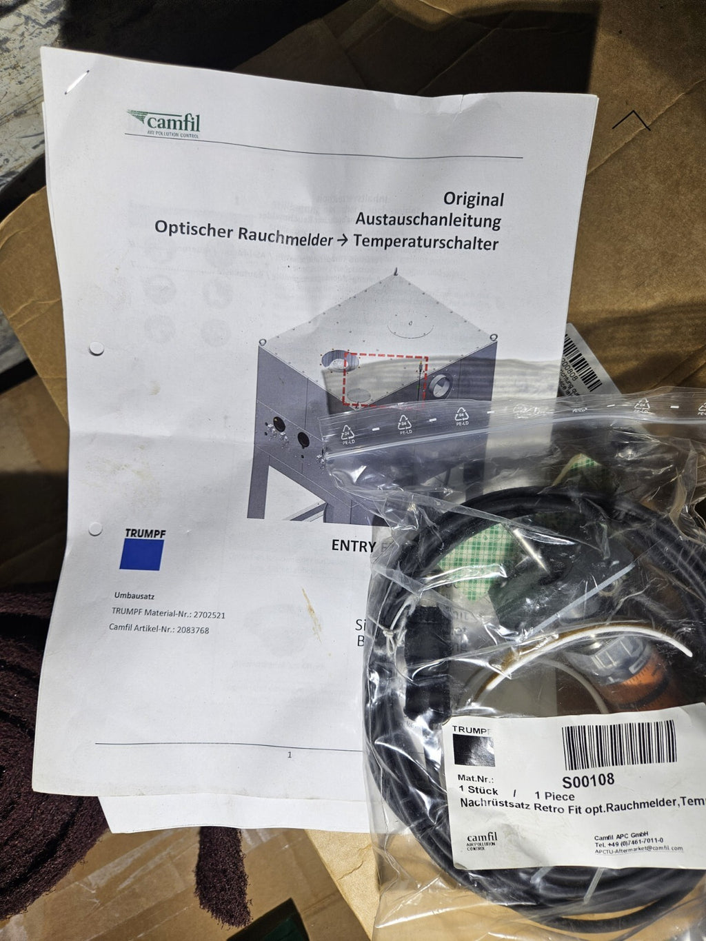 Trumpf S00108, CAMFIL APC Nachrüstsatz Retro FIT opt.Rauchmelder,Temp.sensor Neu