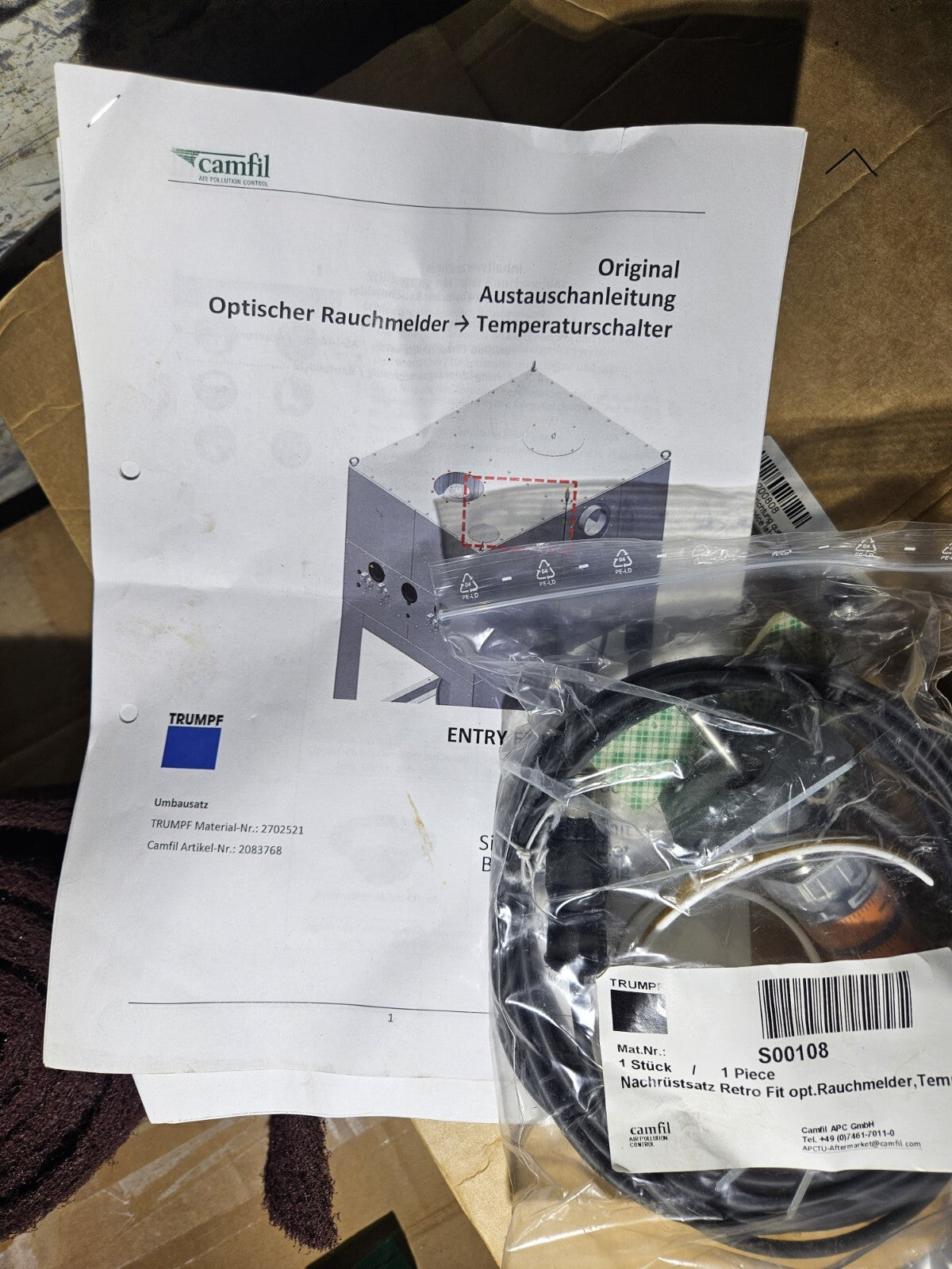 Trumpf S00108, CAMFIL APC Nachrüstsatz Retro FIT opt.Rauchmelder,Temp.sensor Neu