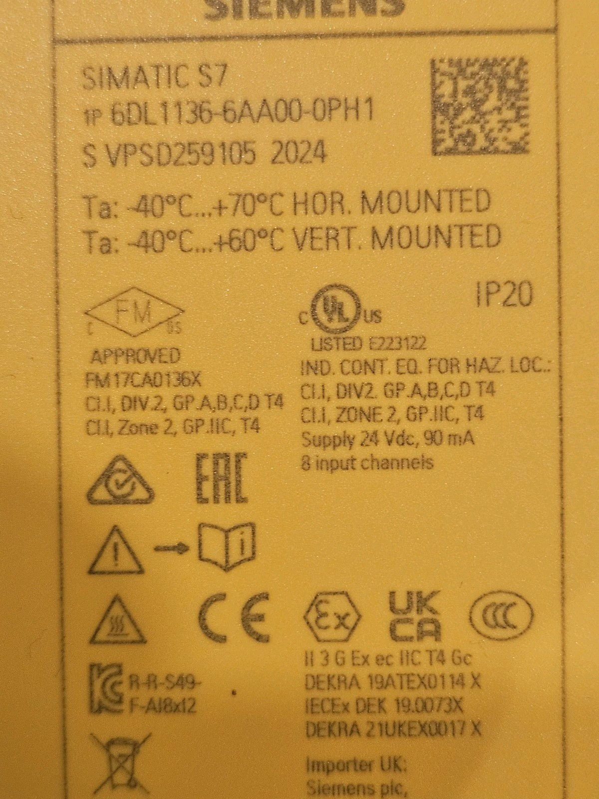 NEW Siemens 6DL1136-6AA00-0PH1, F-AI 8xI 2-/4-wire HART HA unused, no box, NEU