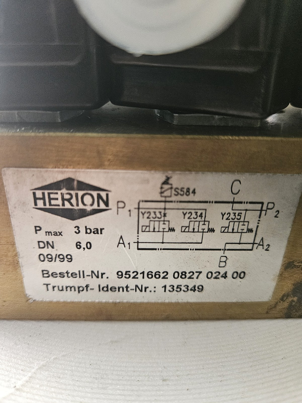HERION 9521662 0827 024 00, TRUMPF ID: 135349, NORGREN 0881118, Neu New Unused
