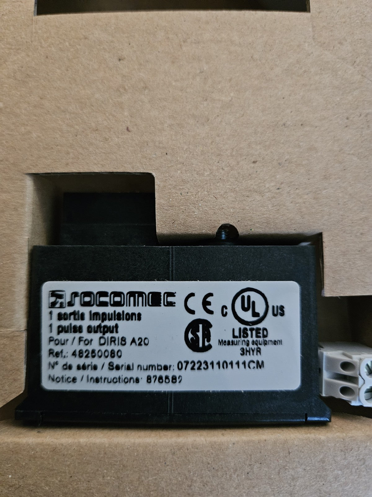 Socomec Impulsgeber 48250080 1 pulse output für DIRIS A20 Impulssender new Neu