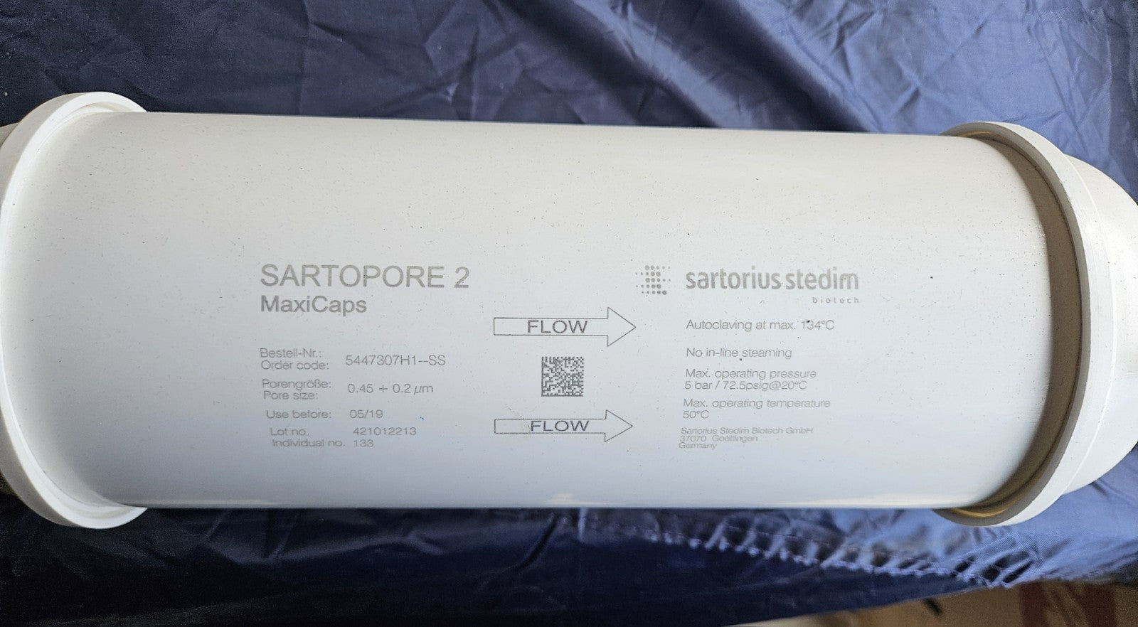 Sartorius 5447307H1—SS Sartopore 2 MaxiCaps 0.456 + 0.2µm, Used