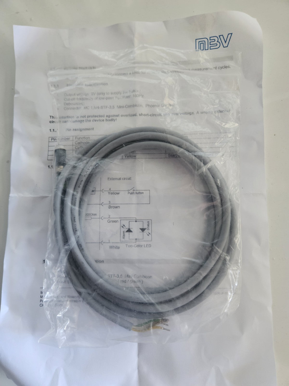 MBV AG Remote Control Cable for MAS-100 Air Sampler | With EAO 19-139.015 Switch