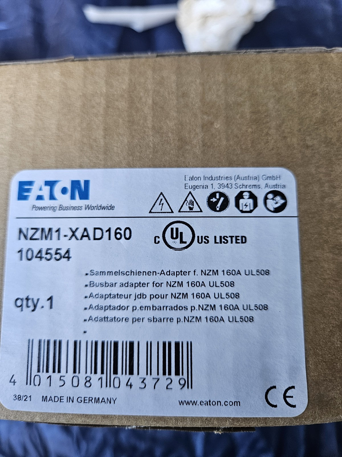 Sammelschienenadapter für Leistungsschalter NZM1-XAD160 104554 Neu/ovp New 