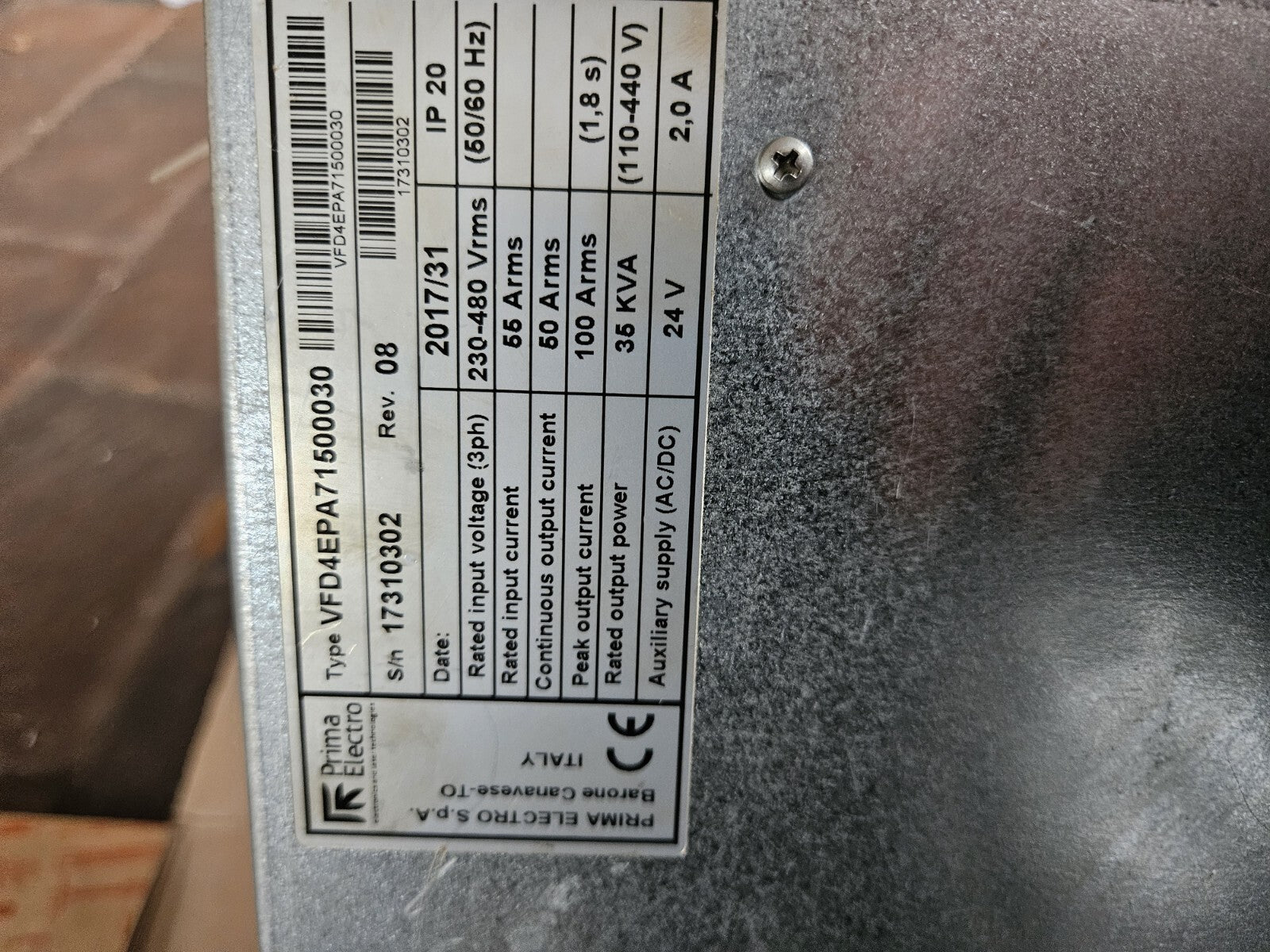 PRIMA ELECTRO VFD510 VFD4EPA71500030 Used Refurbished, Like New, Fully Working 
