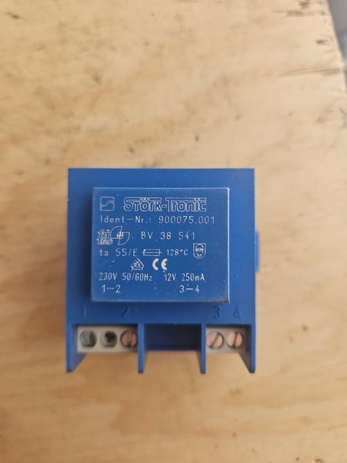 900075.001 Störk Tronik Transformer Input 230V 50/60Hz Output 12V 250mA Neu/ovp