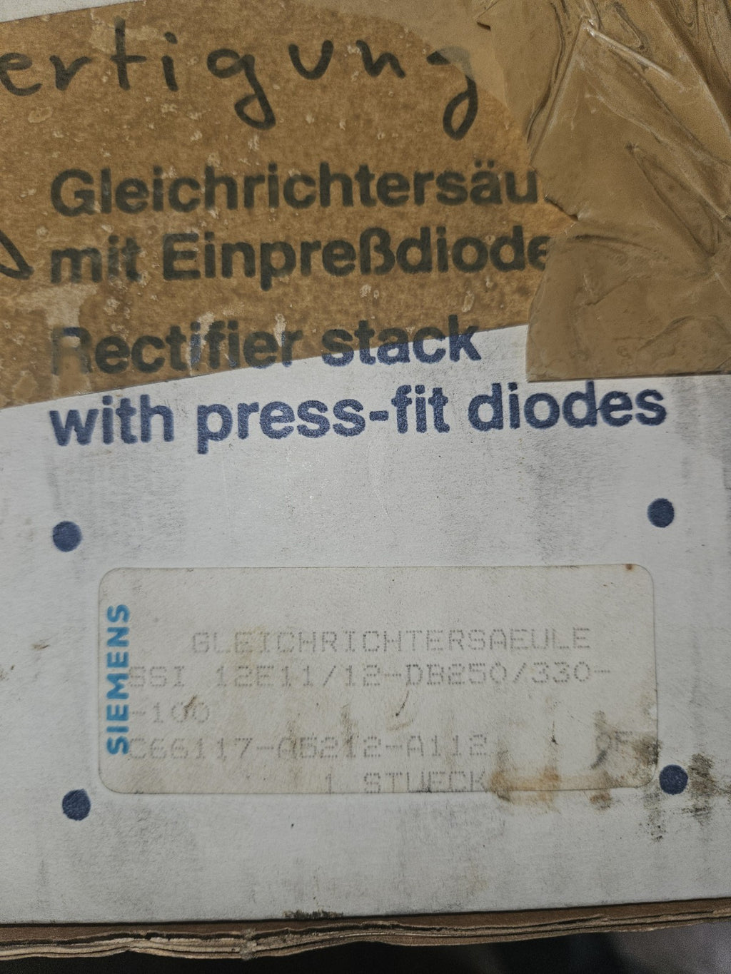 SIEMENS Gleichrichtersäule Typ SSI 12E11/12-DB 250-330 | C 66117-A5212-A112 NEU