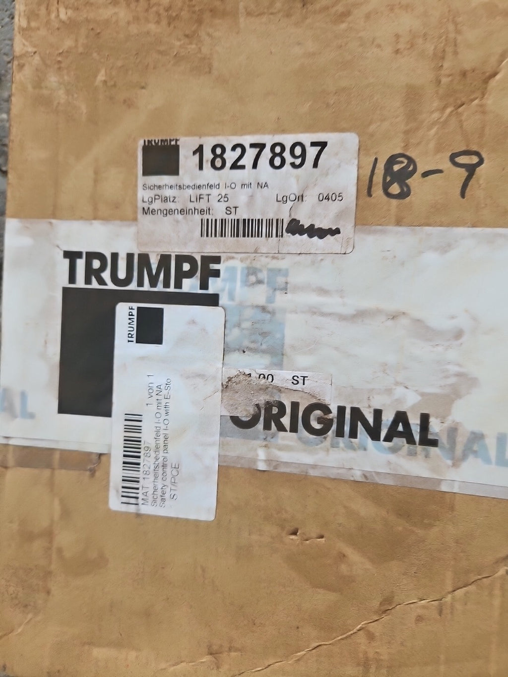 Org. Trumpf Laser Sicherheitsbedienfeld 1827887 Neu/ovp, New Unused 3.60.101.648