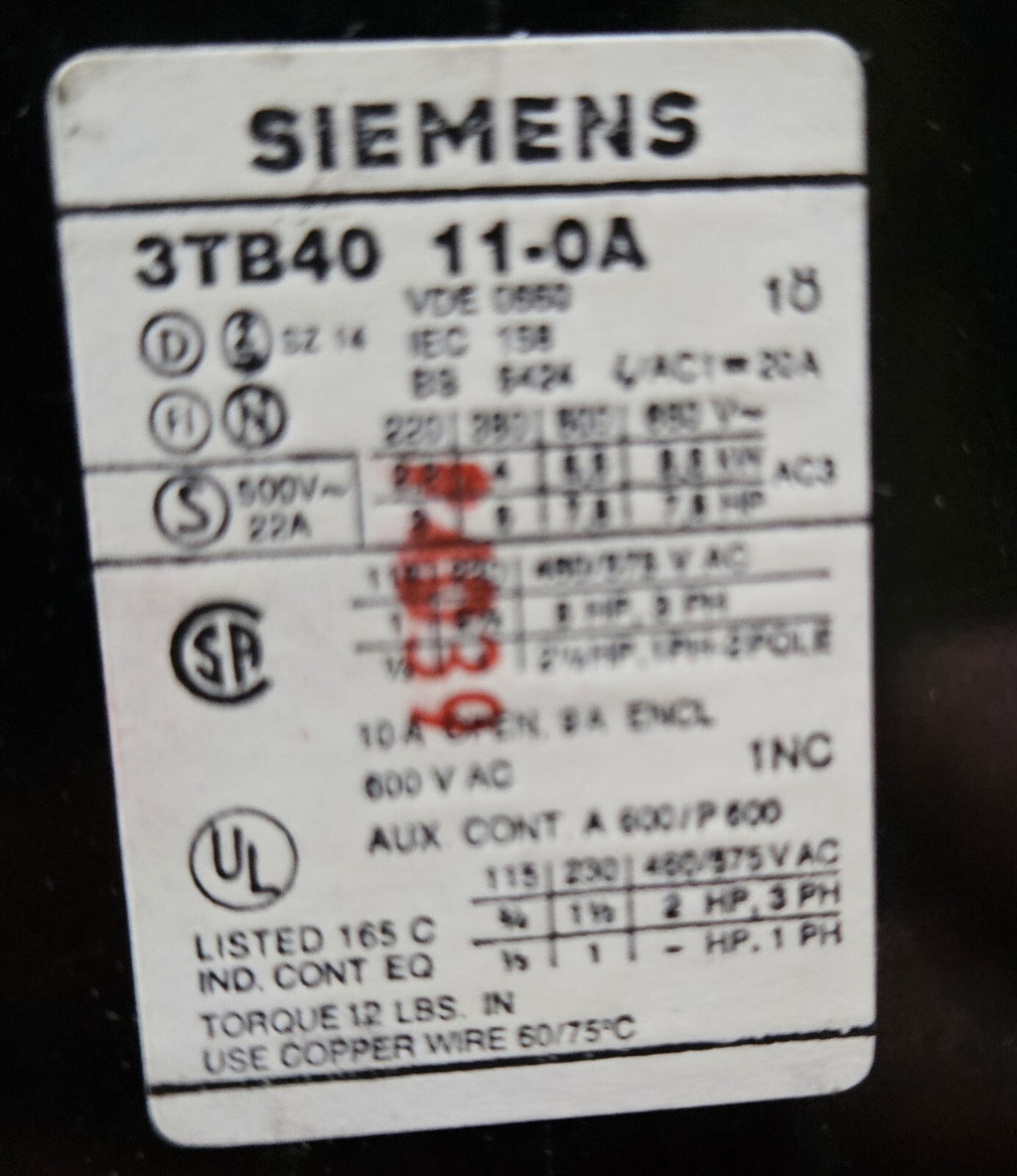 Siemens 3TB4011-0A Schütz Contactor 3TB40110A new Old Stock, Neu, Unbenutzt