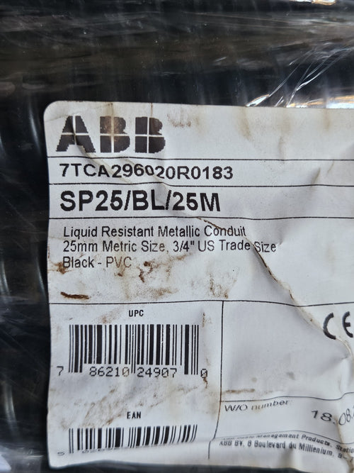 ABB 7TCA296020R Metallschutzschlauch SP25/BL/25M IP65 schwarz Metall Neu New NOS