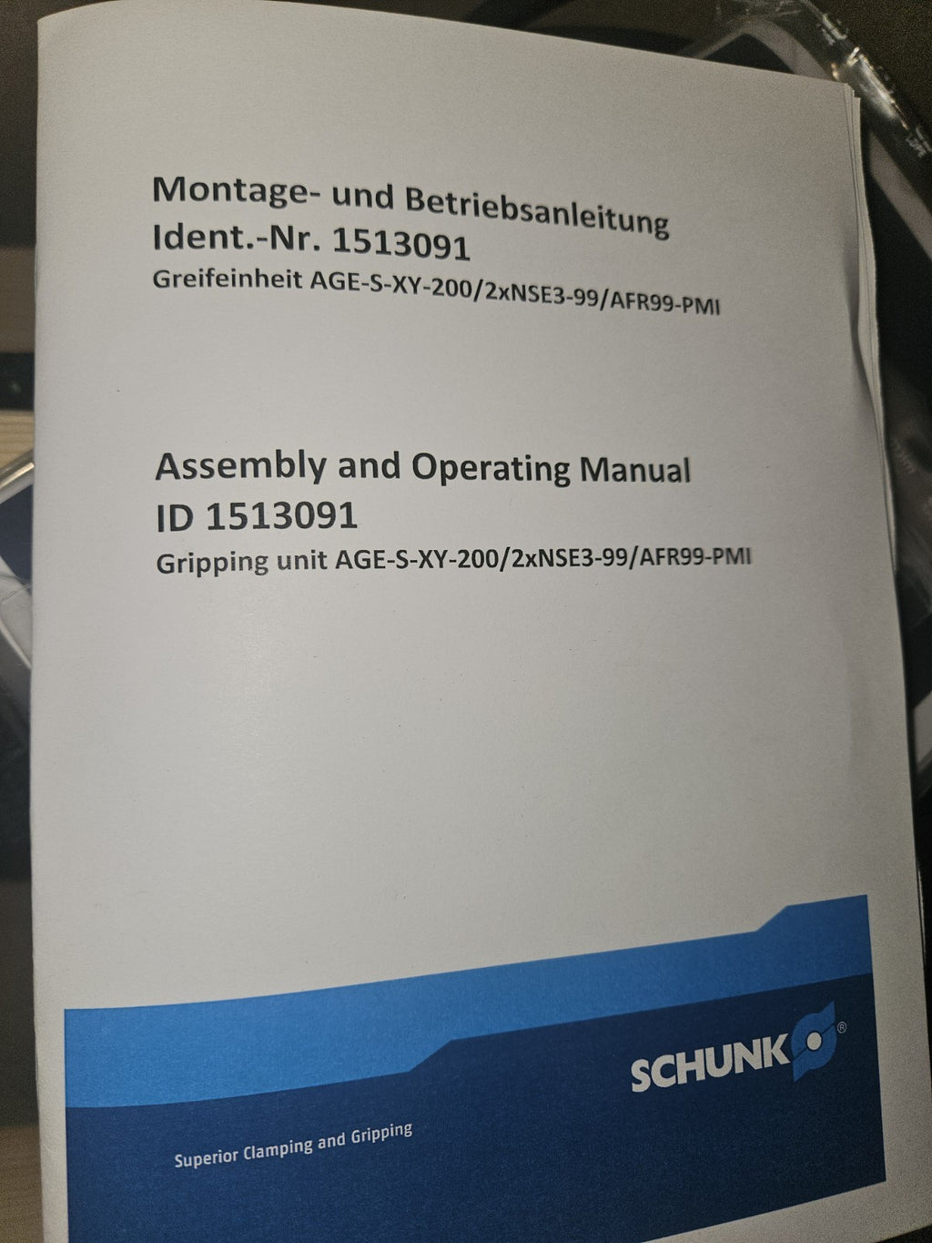 SCHUNK Greifereinheit 1513091GEI AGE-S-XY-200/2xNSE3-99/AFR99-PMI NEU/OVP NIB