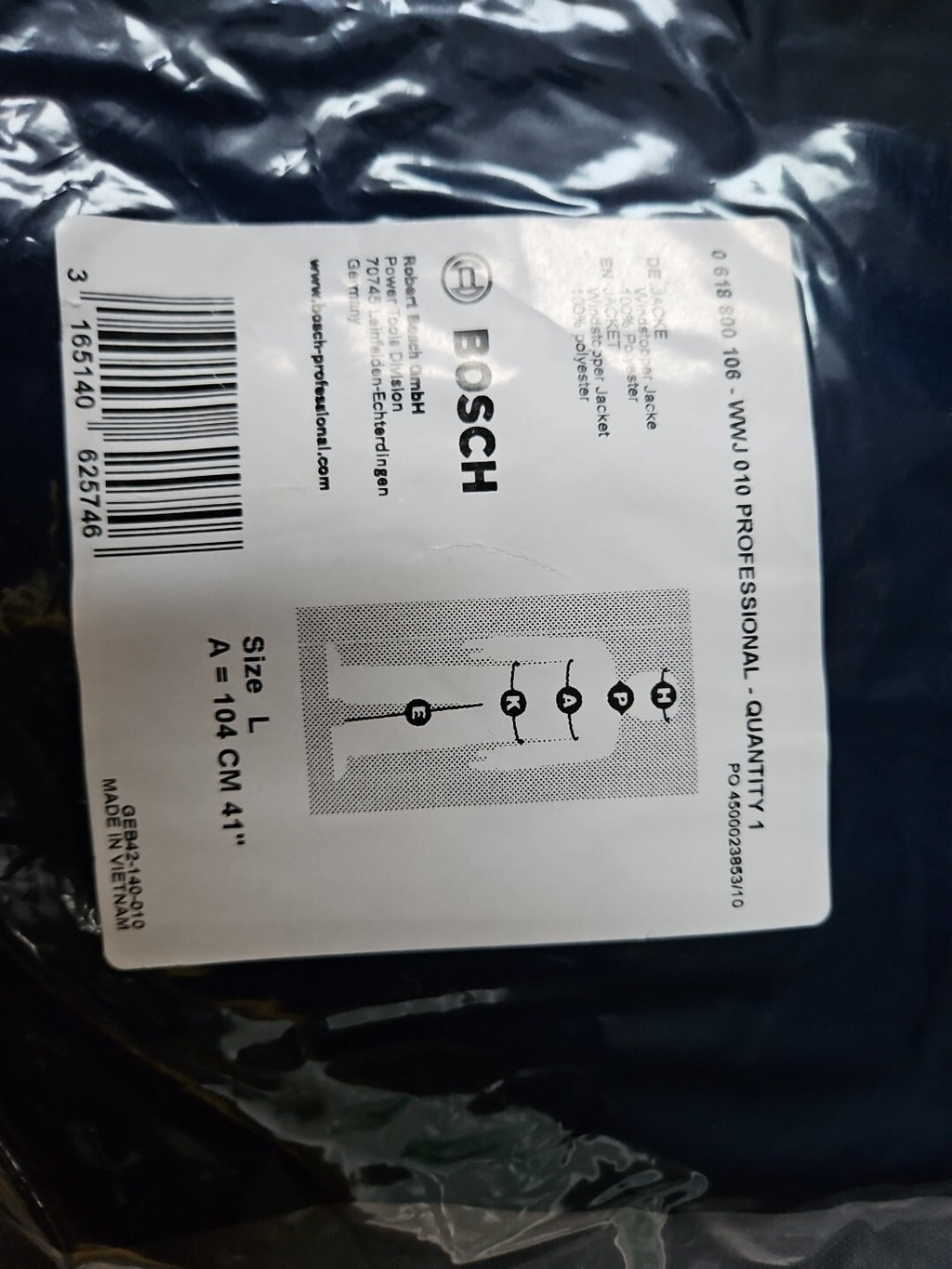Bosch WWJ 010 Professional JACKE, 0618800106, 3165140625746, Neu/ovp, New Sealed