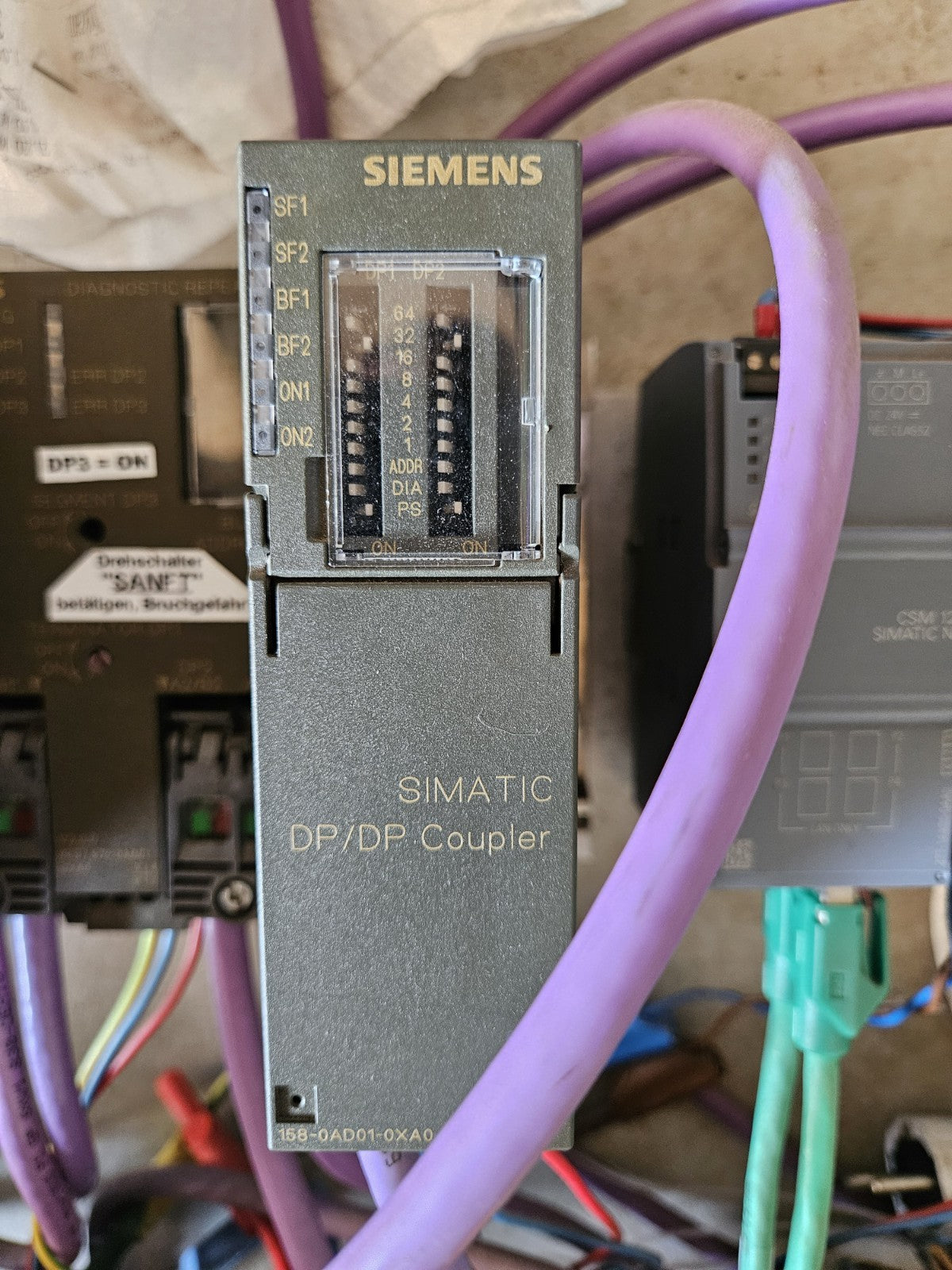 Versuchsaufbau mit Siemens Simatic S7-300 314C-2PN/DP CPU, Coupler, Repeater u.a