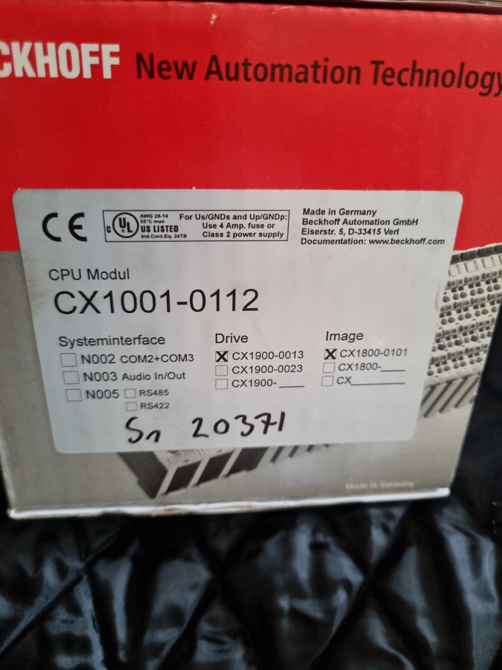 BECKHOFF Model CX1001-0112 CX1900-0013 CX1800-0101 CPU DRIVE neu/ovp