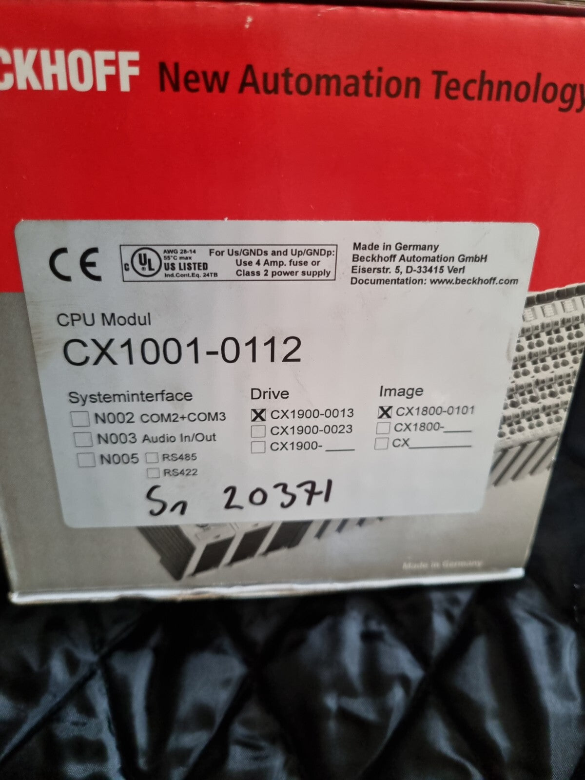 BECKHOFF Model CX1001-0112 CX1900-0013 CX1800-0101 CPU DRIVE neu/ovp