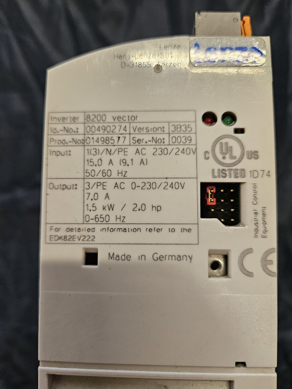 E82EV152_2C LENZE Inverter Umrichter Drive 8200 Vector 1.5kW Refurbished Working