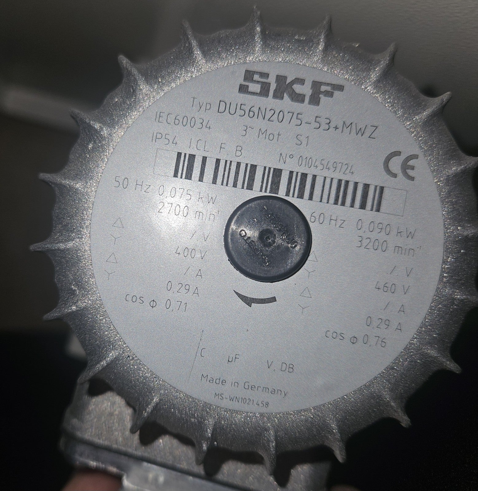 SKF FLMF12-S101+MWZ Flügelzellenpumpe, SEW DU56N2075-53+MWZ, 6bar, Neu Unused