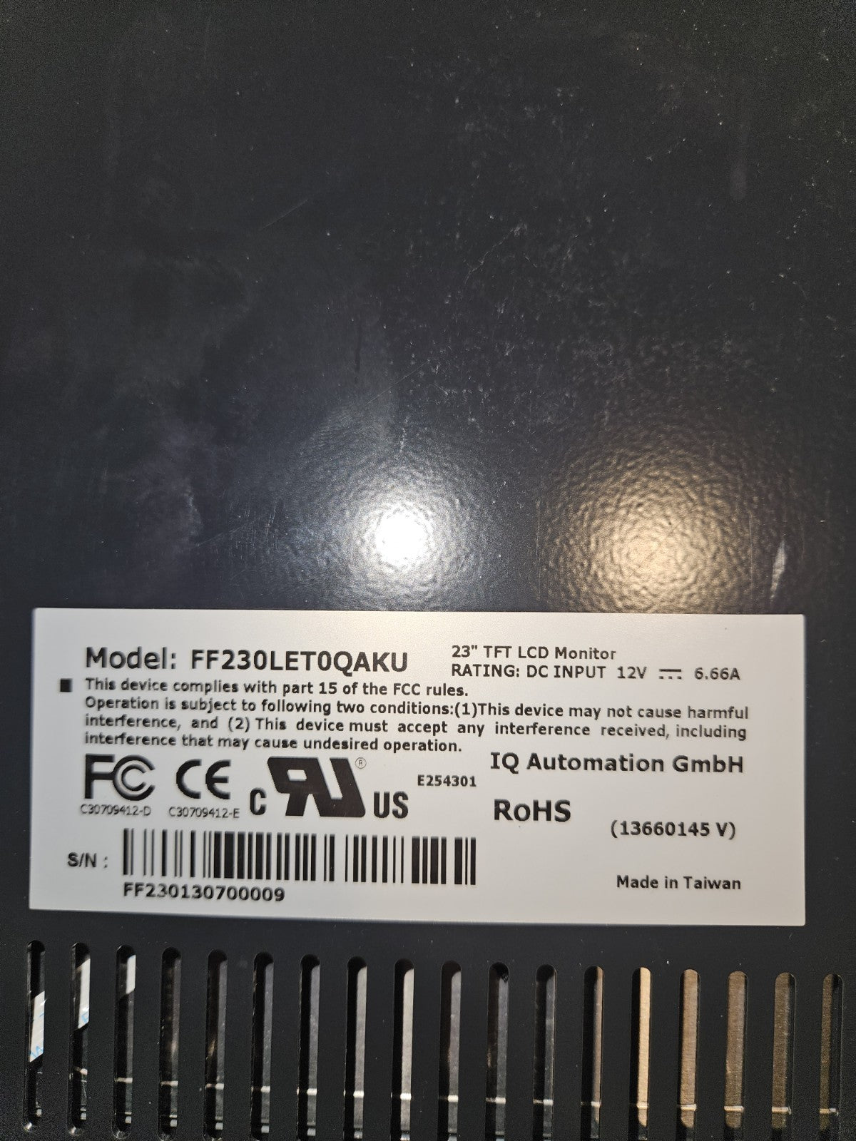 IQ FLATMAN 23" TFT Touch Panel PC, FF230LET0QAKU Display FF230130700009 WIN7 EMB