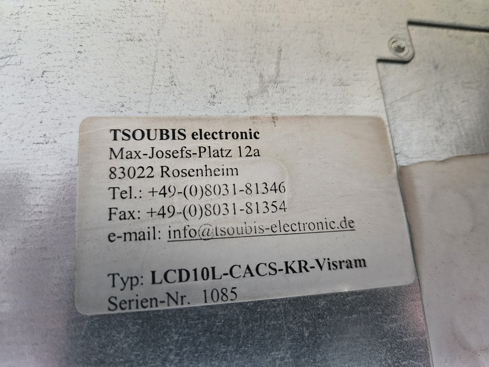 Tsubis LCD10L-CACS-KR-Visram Industrie Monitor,Krauss,Siemens Heidenhain NEU/OVP