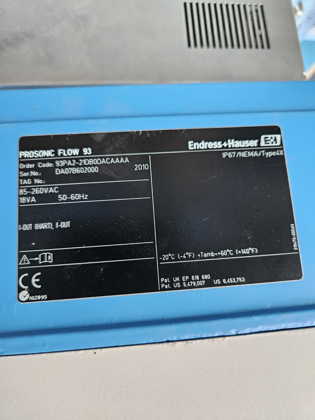 Endress+Hauser Prosonic Flow 93, 93PA2-21DBODACAAAA, Ser.No.:DA07B602000 tested