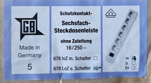 5 x Master Steckdosenleiste 6fach Vert. ohn.Kabel Mehrfachsteckdose Neu/Ovp