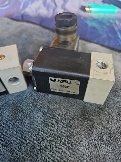 2 x SILMER Valve Ventil B2-24DC Magnetventil Steuerung max.10bar, Tested Working
